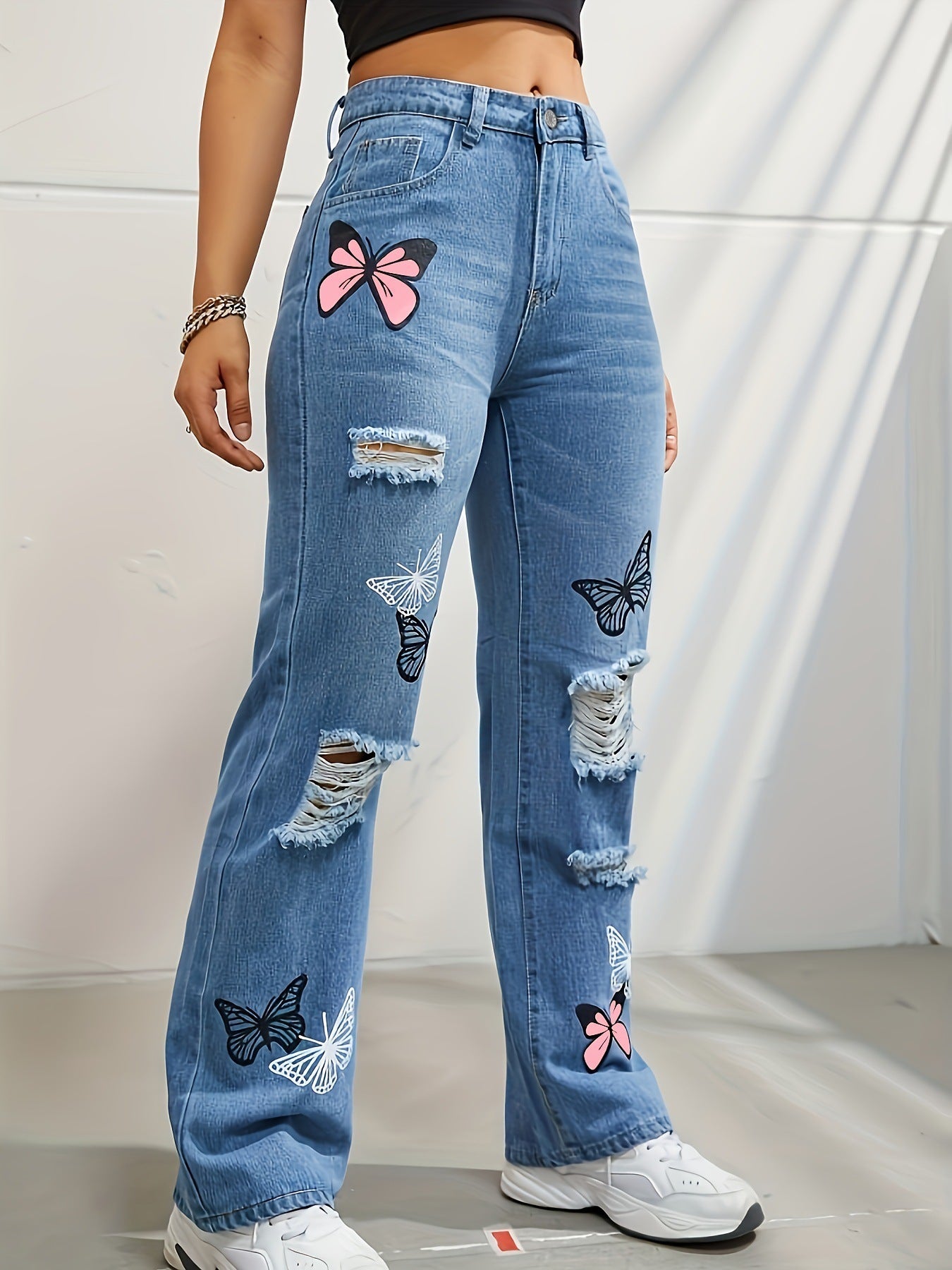 Y2K Butterfly High-Waisted Jeans